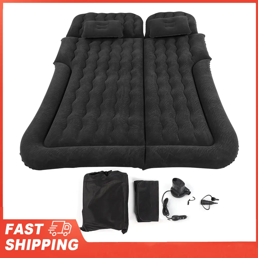 

2‑In‑1 Multifunction Inflatable Travel Mattress PVC Flocking Soft Sleeping Rest Cushion Car Inflatable Bed for Car SUV