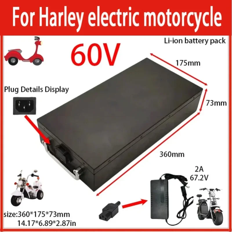 Für Harley Batterie 60V 20-40Ah Elektromotorrad 18650 Lithium-Batterie Geeignet für CityCoco Elektroroller Batterie
