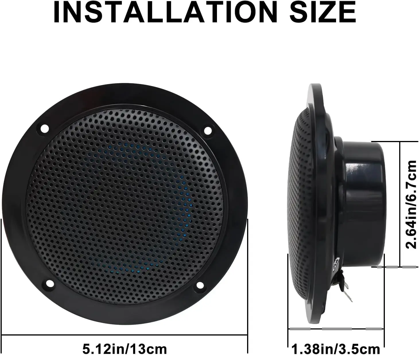 Herdio 4\'\' Waterproof Marine Ceiling Flush Wall Mount Speakers With 160 Watts Power Handling For Bathroom Boat Cloth Surround