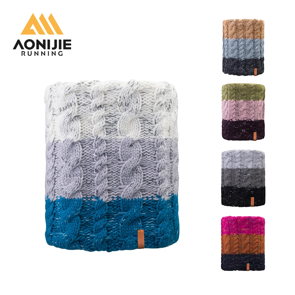 AONJIE M29 Children Thick Cable Winter Fleece Lined Knitted Hat Cuffed Beanie Skull Cap Circle Loop Scarf Skiing Camping