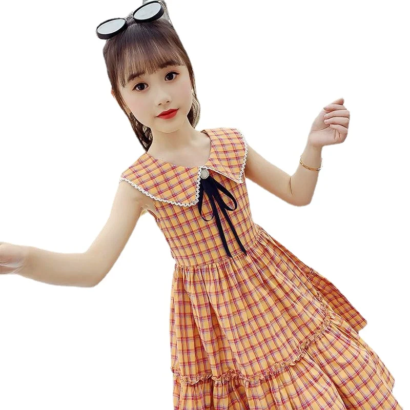 2024 Summer Girls Party Dress 10 To 12 Years 11 Clothes 10 Children 9 Student Fashion Dresses 7 Kids Lace-up Daily Cupcake Dress