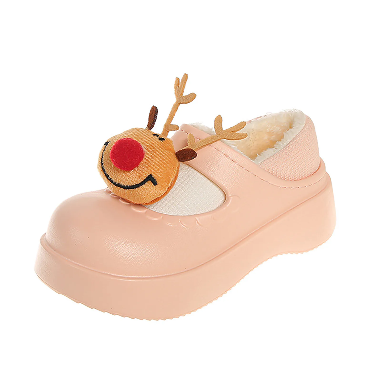 Children Christmas Heels Slipper Flock Cute Shoes Infant Kids Baby Winter Warm Thick Shoes Boy Girl Cartoon Xmas Indoor Slippers