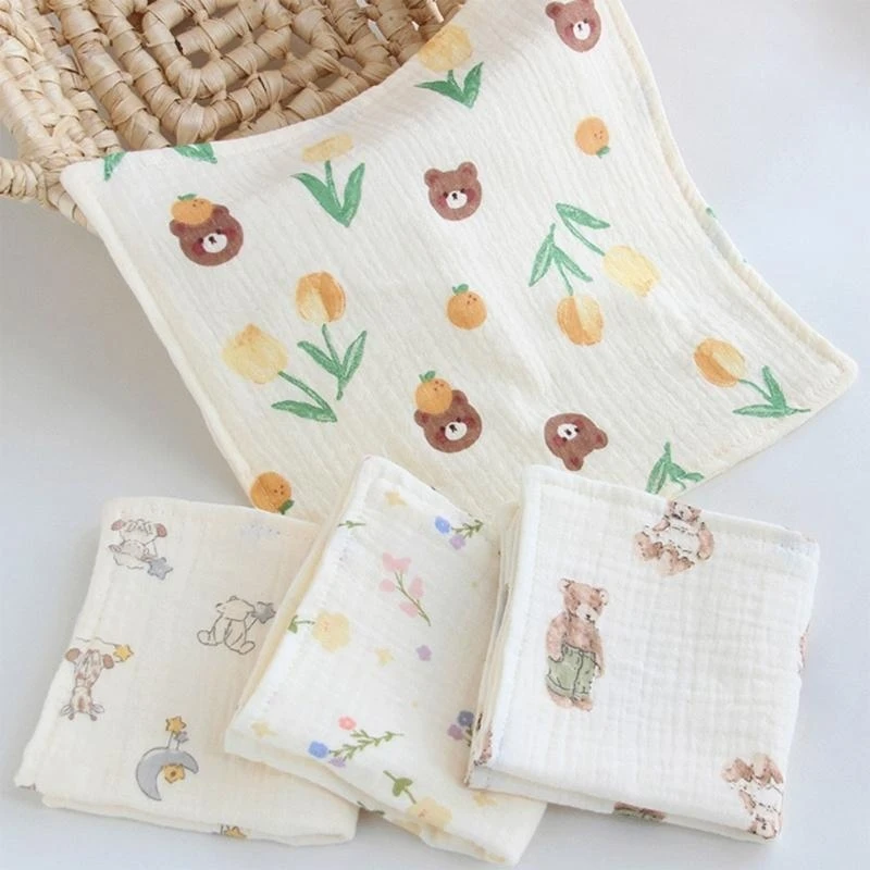 

M76C Newborn Face Towel Reusable 4-Layer Toddlers Wash Cloth Nursing Bib for Teething
