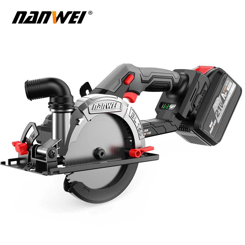 NANWEI 6 inch brushless electric circular saw rechargeable woodworking portable lucite machine cutting machine circular saw