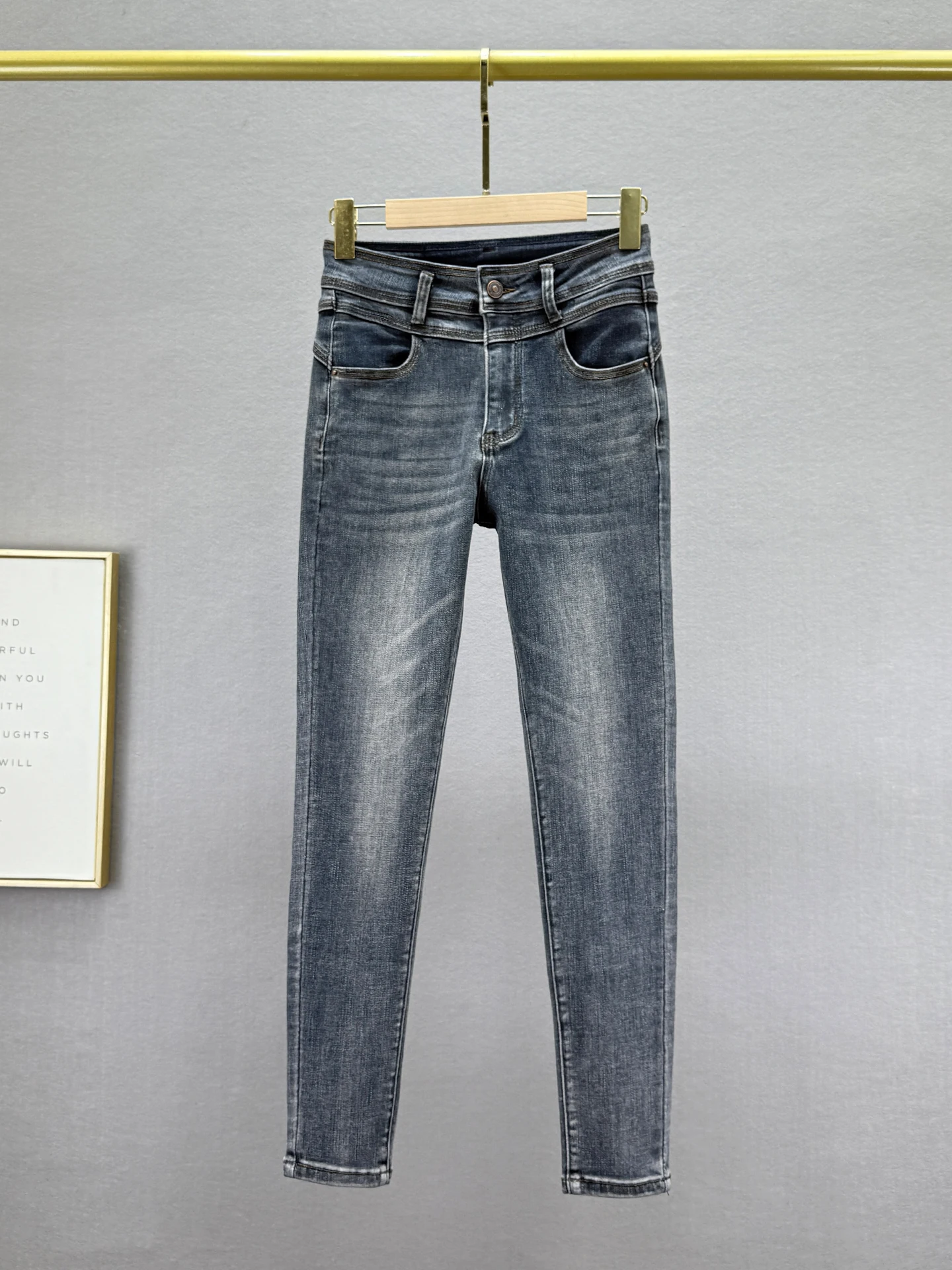 

High Waist Nine-Tenths Vintage Waed Stretchy Women's Jeans Slimming Pencil Pants Cotton Elastic Casual Spring 2026