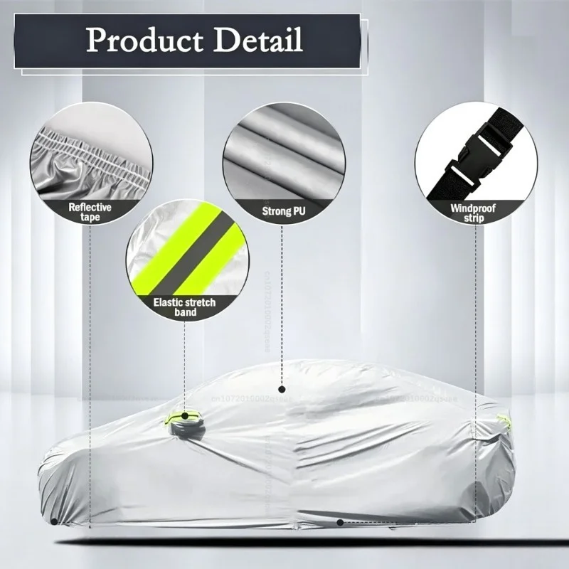 Outdoor-Vollabdeckung für Changan Deepal S05 mit reflektierenden Streifen, wasserdicht, schneesicher, staubdicht, UV-Schutz, Auto-Zubehör – Detail 3