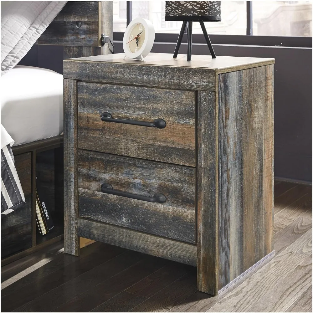 منضدة Ashley Drystan ذات الطراز الصناعي الريفي مع درجين ومنفذ شحن USB مزدوج، يقف بطول 24.37 بوصة