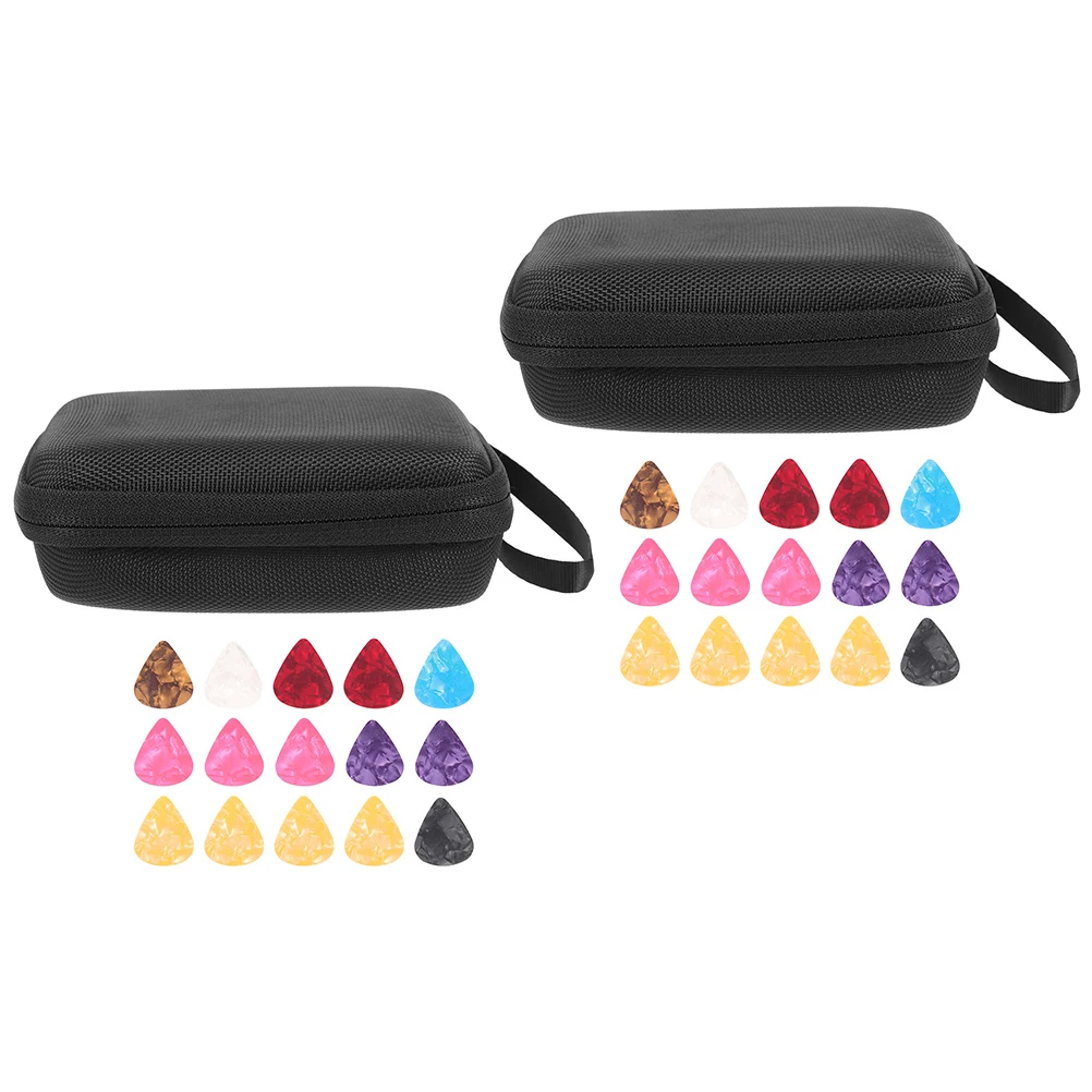 

2 Sets Storage Bag Guitar with Case Major Plectrum Black Bass Accessories Container Picks Pouch