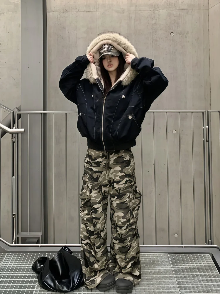 

Women's ort Thiened Cotton Jaet Winter New Sle Cleanfit Faionable Coat with Fur Collar Regular Sve Long Zipper