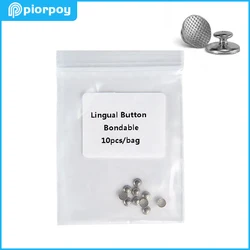 PIORPOY 10 Pcs Dental Orthodontic Lingual Buttons Bondable Type Metal Material Round Base with Mesh Dentisry Accessories