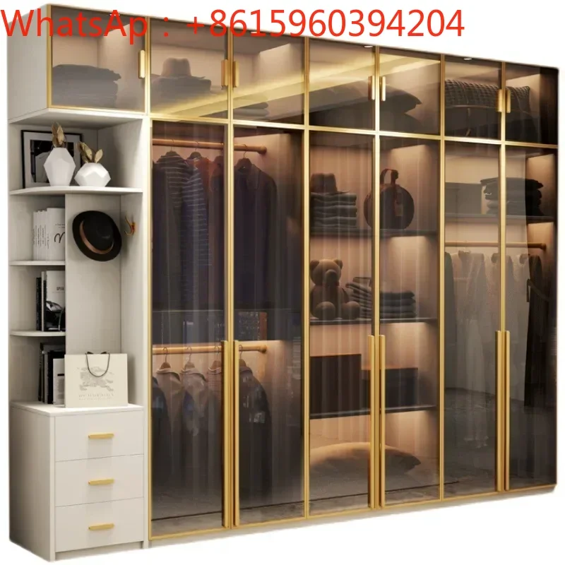 

Luxurious modern simple wardrobe glass cabinet door multifunctional closet household bedroom