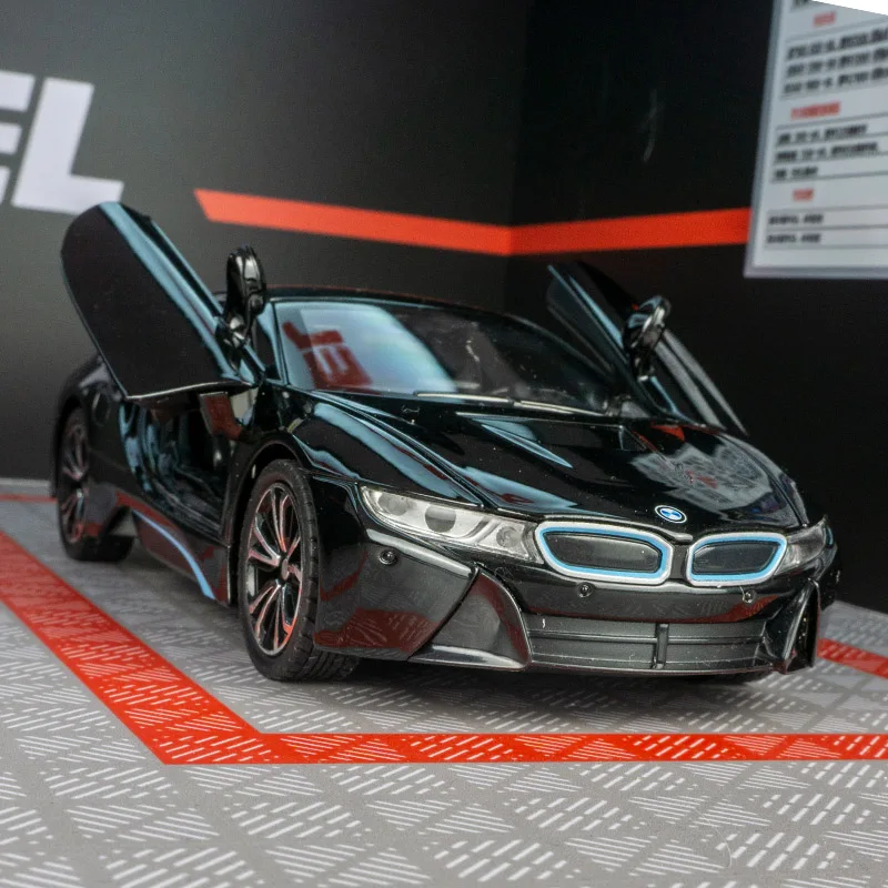 1:22 Puertas modelo supercoche de aleación BMW I8 y capó de motor, el maletero se puede abrir, tiene funciones de sonido y iluminación simuladas