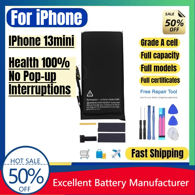 0 Cycle A2660 Battery for iPhone 13 Mini High Quality Replacement Battery Grade A Lithium Polymer Bateria with Tools