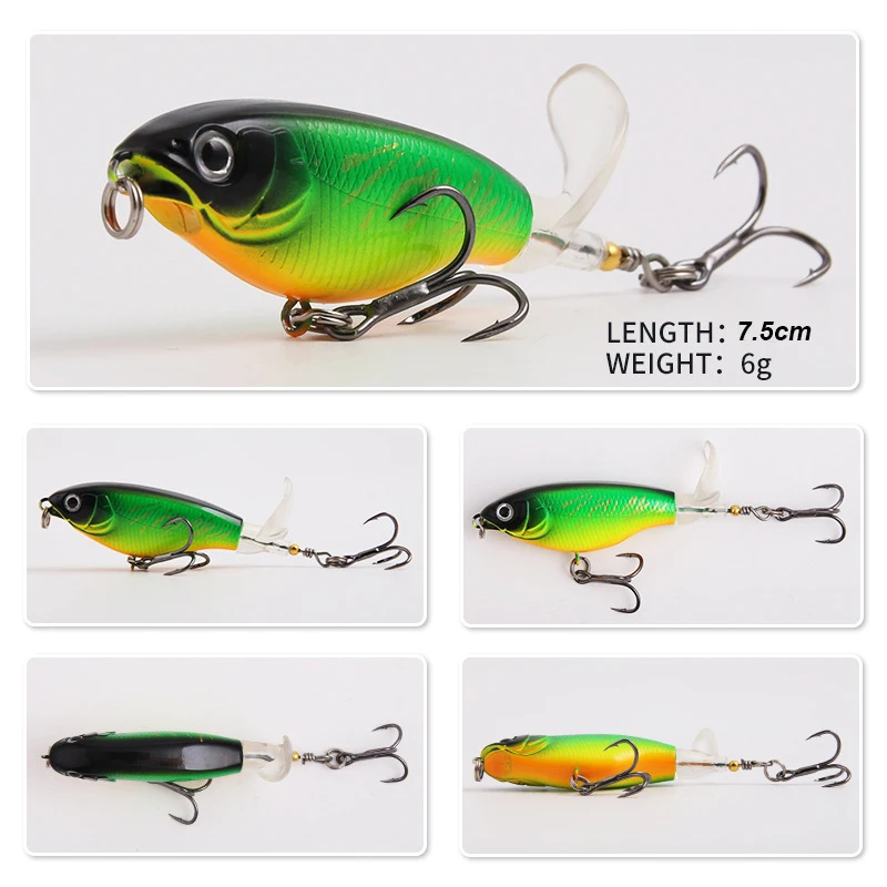YUCONG Floating Whopper Plopper 7.5cm-6g Topwater Fishing Lure Rotating Casting Swimbait Hard Popper Wobbler lurre Pesca Isca view 6