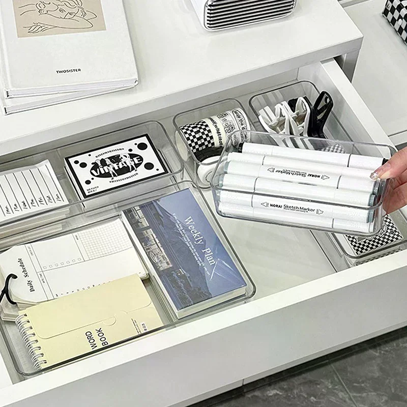 1Pcs Stackable Acrylic Drawer Organizer Adjustable Divider Trays For Cosmetics Modular Makeup Storage Box