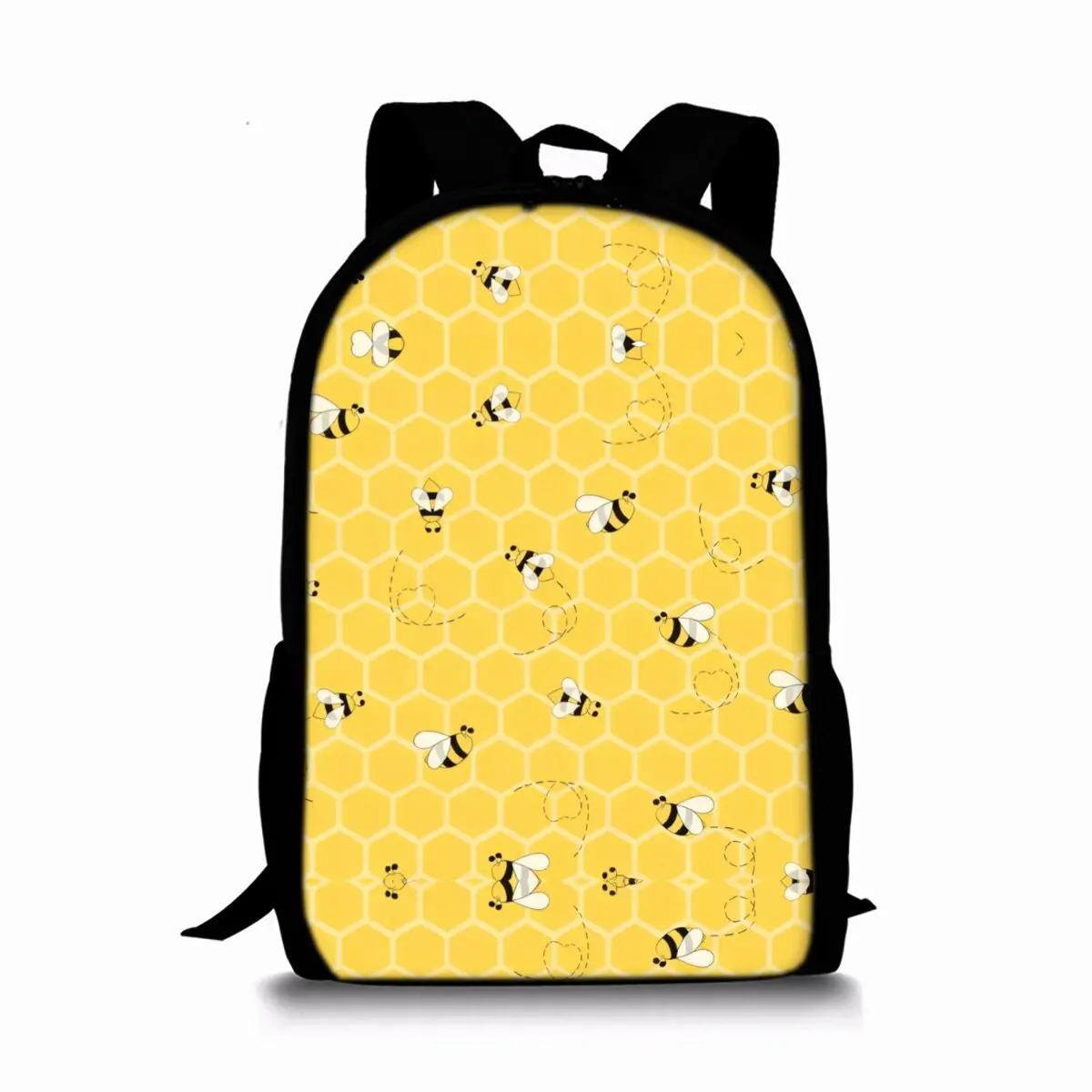Bee Print Single Layer Backpack for Boy and Girls Best Gifts 2D Flat Cartoon School Bag for Children Bags