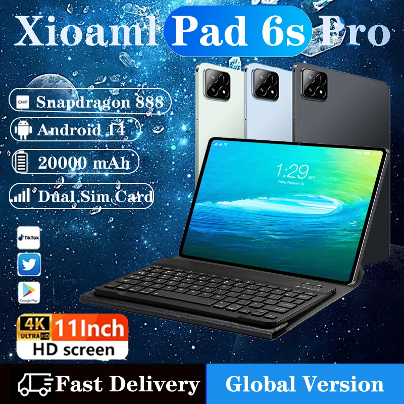 

2024 Xioaml Pad 6S Pro 11inch HD 4K Android 14 Global Version Tablet PC 16GB+1T 20000mAh GPS 5G Dual SIM Bluetooth WiFi Tablet