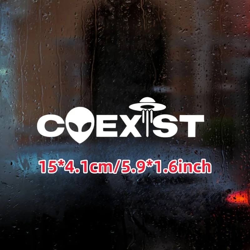 ملصق فينيل UFO Alien مقاس 5.9 بوصة - ملصق خوذة دراجة نارية الخيال العلمي لمنطقة الكمبيوتر المحمول في السيارة 51، مقاوم للماء، متعدد الألوان #2