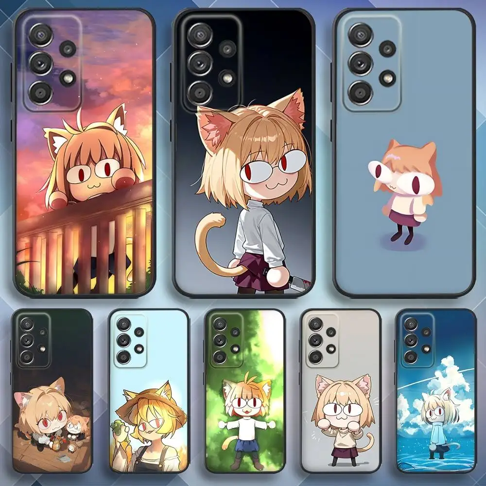 

Cute Neco-Arc Phone Case For Samsung S 25,24,23,22,30,21,10,9,Ultra,Plus,Lite,FE,4,5 G Soft Black Case