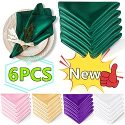 New 6/4/2PCS Satin Napkin 43Cm*43Cm Serving Table Decor Dinner Towel for Wedding Party Home Hotel Christmas Decor Table Napkins