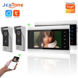 Jeatone Villa e appartamento WiFi videocitofono sistema 2 campanello a 2monitor AHD 720P Tuya campanello citofono 2 porte Kit citofono