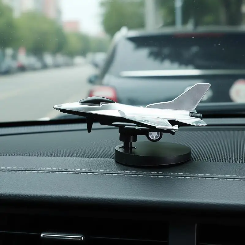 Compact Small Rotating Airplane Car Decoration Portable Desktop Ornament for Home Office Holiday Gift