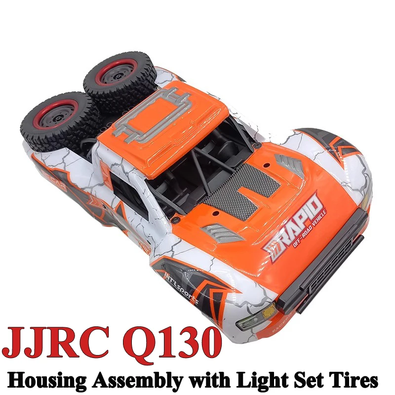 

JJRC Q130 RC Brushless High-speed Car Upgrade Modified Parts Four-wheel Drive Short Truck Housing Assembly with Light Set Tires