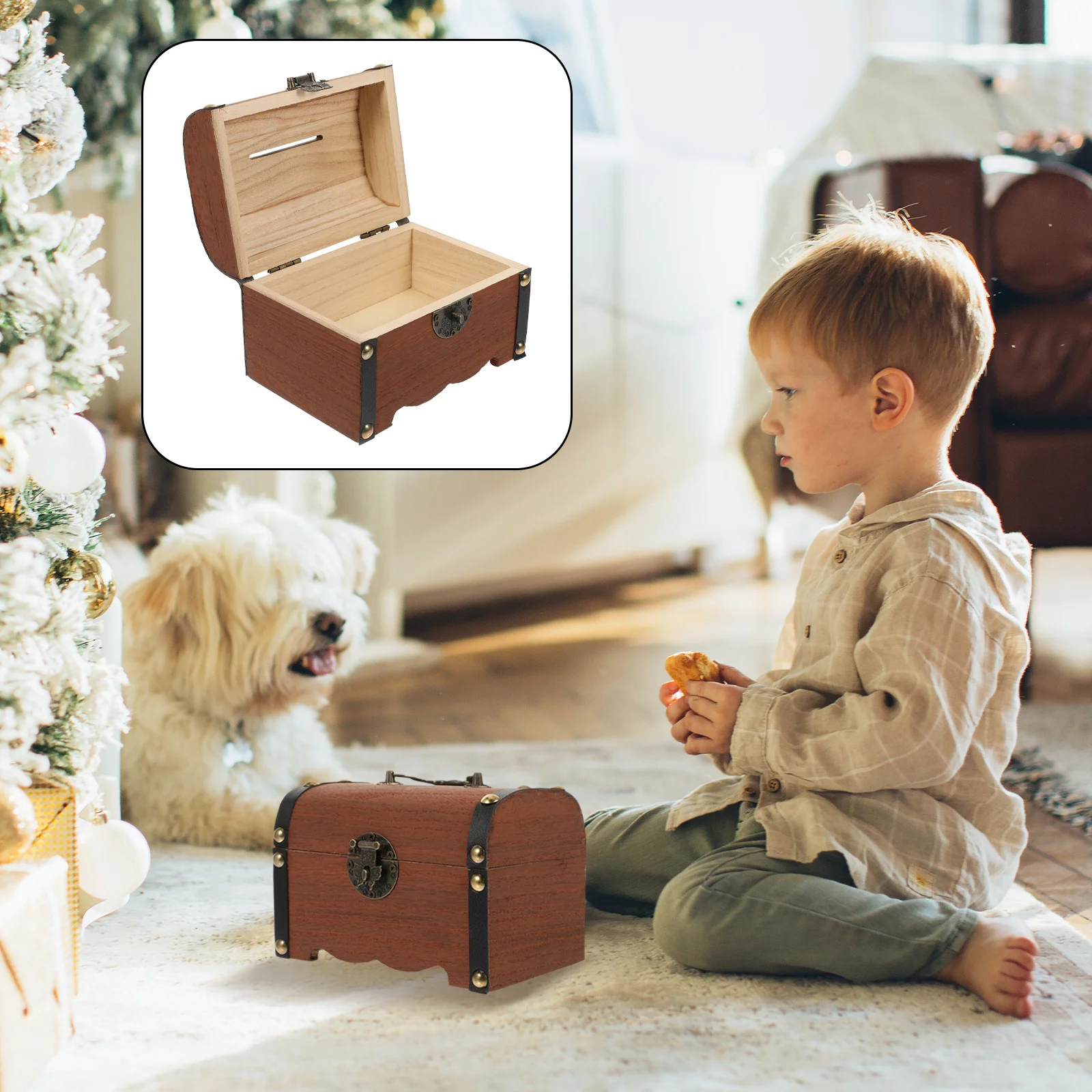 

Wooden Piggy Bank Safe Box Coin Storage Container Large Capacity Kids Money Jar Decorative Saving Pot for Childrens Money Box