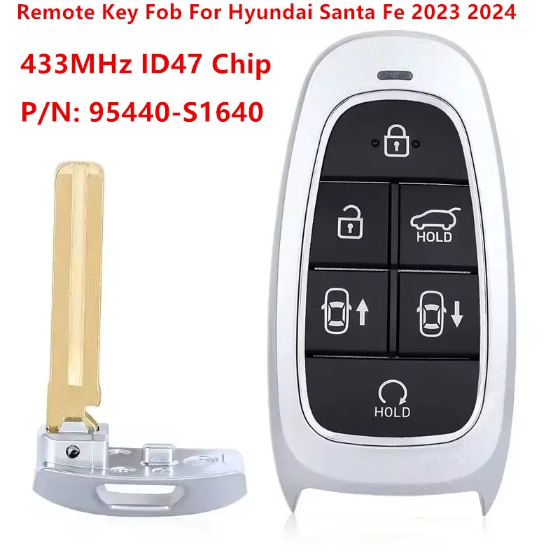 

Keyecu P/N: 95440-S1640 для Hyundai Santa Fe 2023 2024 6 кнопок смарт-карта без ключа 433 МГц ID47 чип дистанционный брелок
