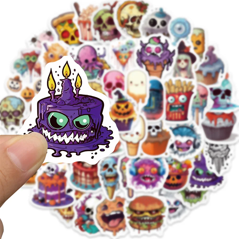 Halloween Food Stickers for Children, Horror Graffiti Stickers, Vintage Scratch Sticker, Scrapbooking Material, 50Pcs