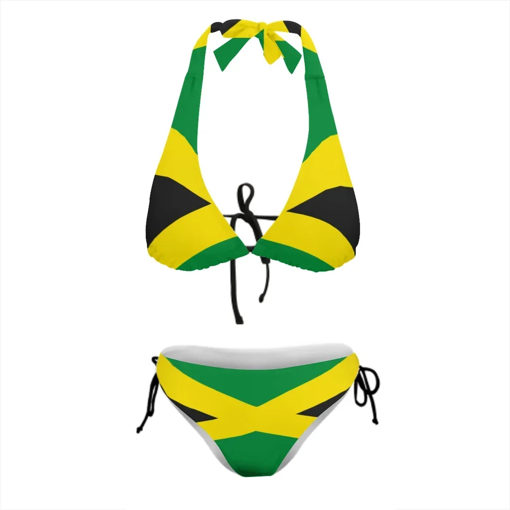 Pakaian renang Mujer Bikini Thong Brazil seksi Set baju pantai musim panas bendera Jamaika wanita