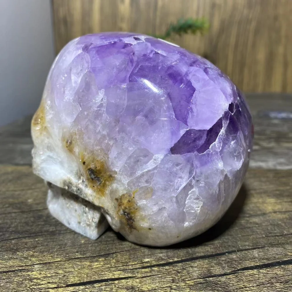 Amethyst Quartz Skull Natural Crystal Cluster Stone Carving Gemstones Minerals Decoration Wicca Decoration Spiritual Reiki
