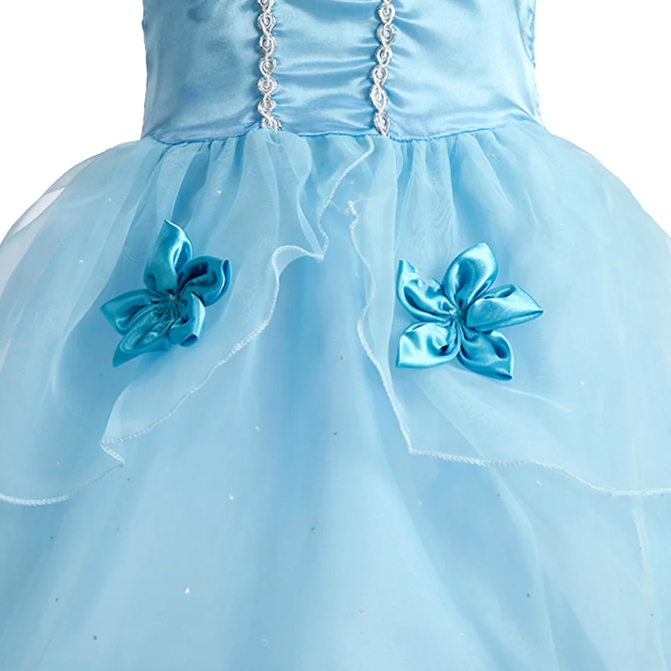 Girls Cosplay Disney Cinderella Princess Costume Kids Butterfly Blue Party Vestidos Birthday Carnival Dress Up Disguise Frock view 6