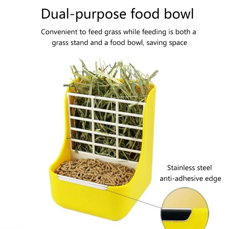 2-1 Rabbit Food Hay Feeder For Guinea Pig Lapin Feeder Indoor Hay Bunny Chinchilla Conejo Small Animals Feeder Bowls Accessories