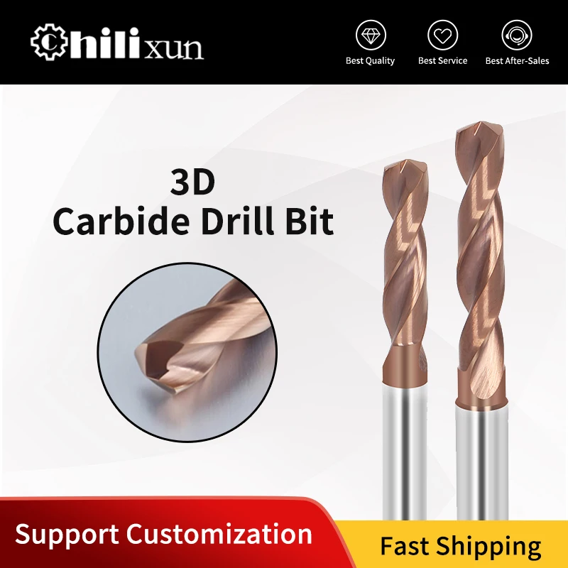 

HILIXUN 3D твердосплавные сверла D4-D20 Сверла для твердого металла Спиральное сверло из вольфрамовой стали для металлообработки Токарный станок с ЧПУ Сверлильные инструменты