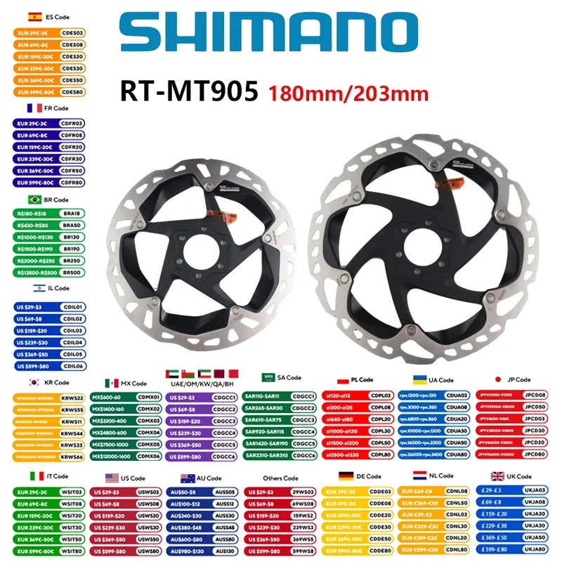 Shimano XTR RT-MT905 6-Screw Disc Brake Rotor ICE TECHNOLOGIES FREEZA 203mm/180mm For MTB Mountain Bike Original Shimano Parts