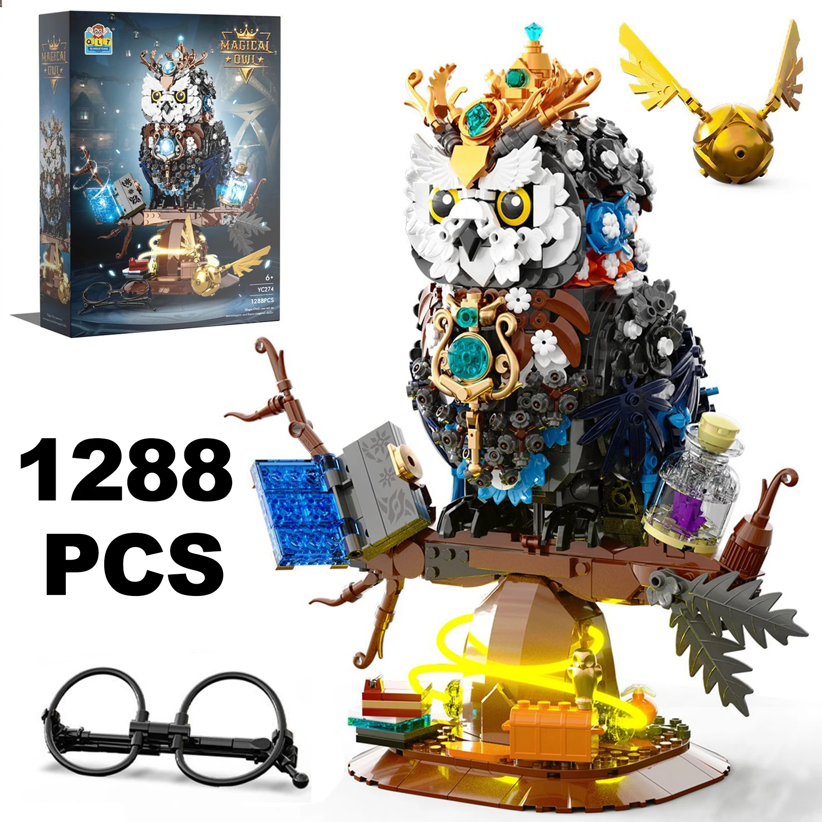 

1288PCS Magic Steam Owl Stump Lamp Building Blocks Punk Elements Mechanical Puzzle Assemble Model Brick Toy Kids For Gifts