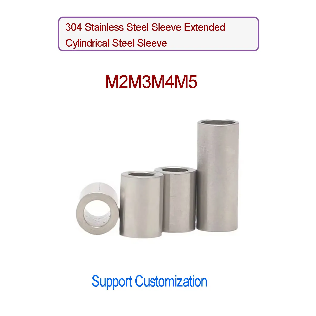

304 Stainless Steel Sleeve Extended Cylindrical Steel Sleeve Shaft Sleeve M2M3M4M5