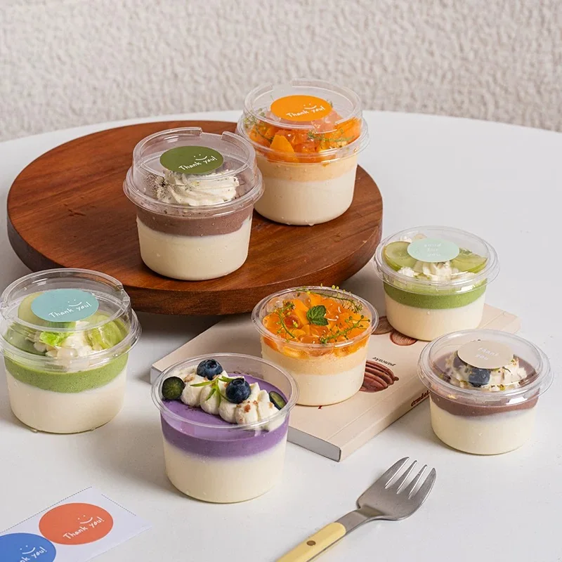

Transparent round Dert Cupcake Box for Tirsu Pudding Jelly Yogurt Soy Milk Paaging Kitchen Baking Supplies