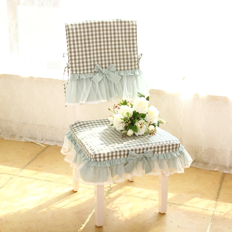 

Green washed cotton plaid Kaka town chair cover, chair cushion, pure cotton pastoral fresh cushion