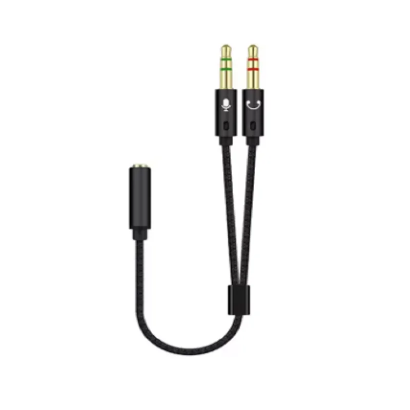 

0.2m 1 Female To 2 Male 3.5mm Headphone Splitter Cable 3.5mm Mic Audio Y Splitter Cable Headset To PC Adapter AUX Cable