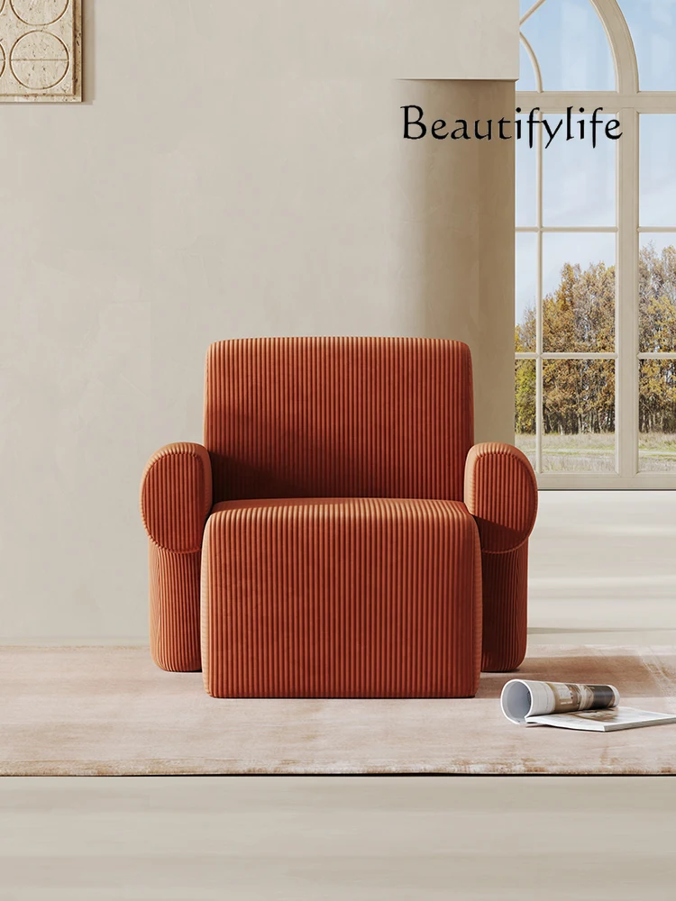 Sedia semplice e moderna per il tempo libero, tessuto rosso, soggiorno, divano di lusso leggero, poltrona di design