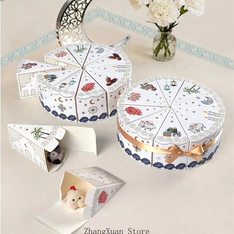 10 Stück dreieckige Kuchenform-Geschenkverpackungsboxen für Hochzeit, Geburtstag, Feier, 3 x – Detail 8