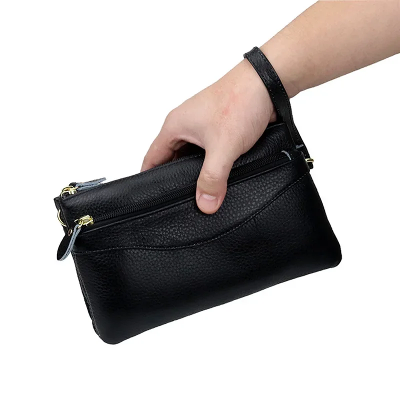 Genuine Leather Women Messenger Bags small Cowhide ladies Clutch wallet Multiple pockets female Shoulder Bags Cell phone purse