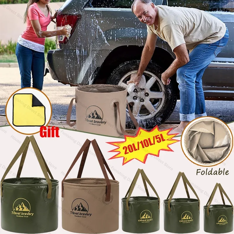 

Складное ведро 5л/10л/20л, водонепроницаемая складная раковина, портативное ведро для автомойки, многофункциональное складное ведро для хранения воды, новинка