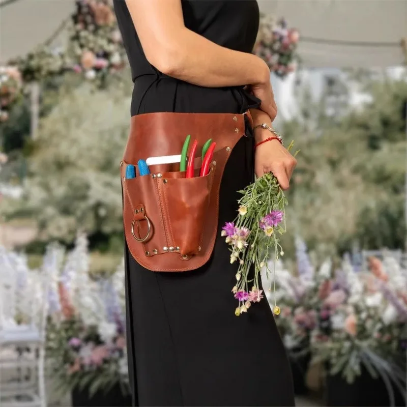 Gardener Waist Pack with Multiple Pockets PU Leather Outdoor Garden  Organizer
