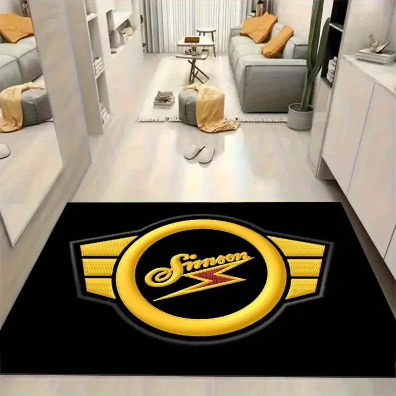 1pc Flannel Doormat, Outdoor Indoor Door Mat Souvenir and Holiday Gift, Premium Simson Logo Themed Mat, Non-Slip Soft Durable Po