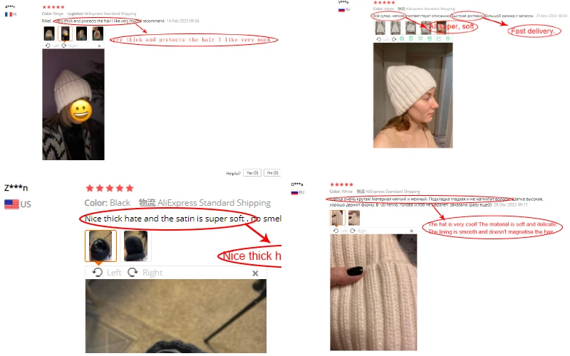 Winter-Seidensatin-gefütterte Beanie-Mütze für Damen und Herren, Unisex, dicke, klobige Mütze, gestreift, warm, weich, hochwertige Kaschmir-Strickmütze – Detail 3