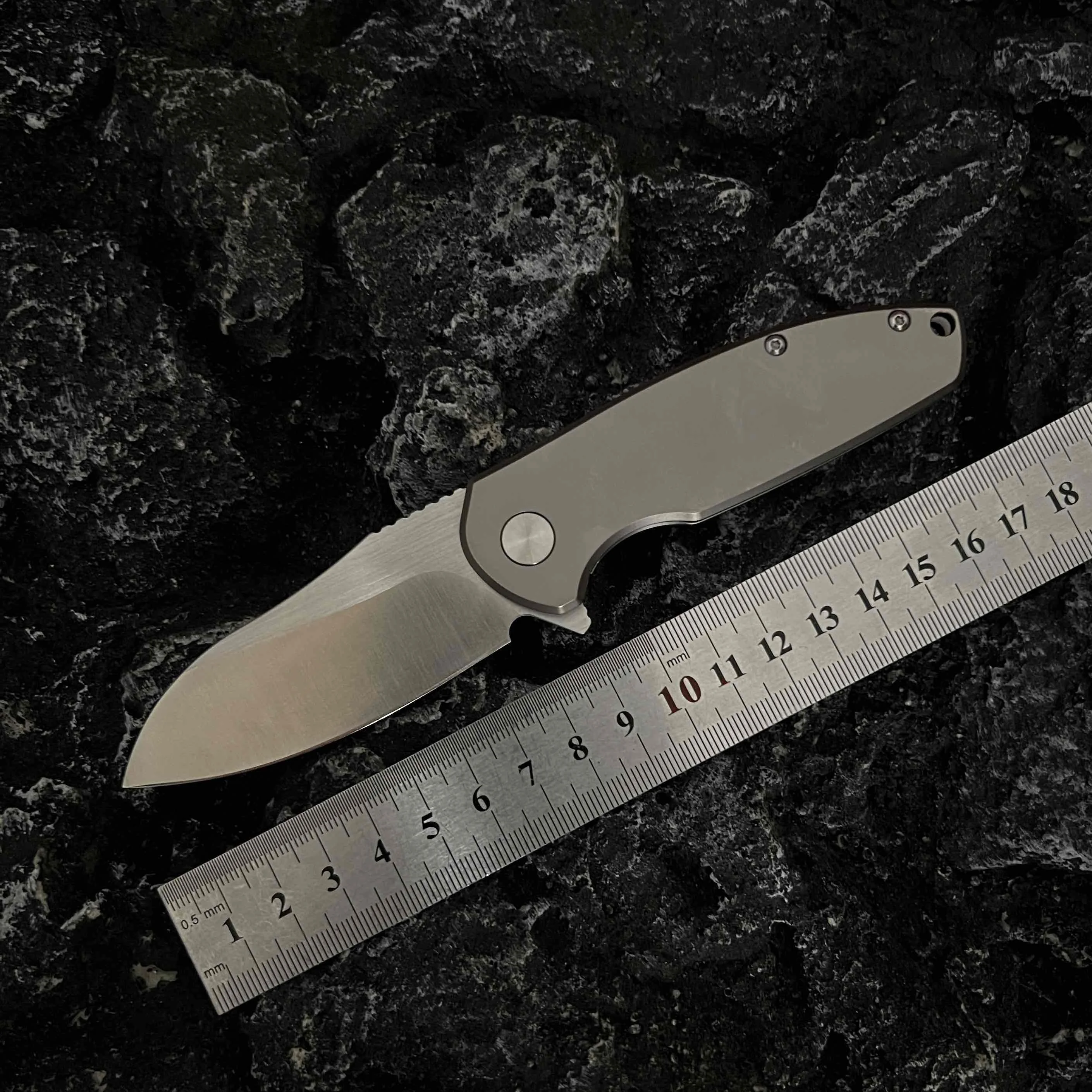 Pisau Lipat EDC Berkemah Luar Ruangan CNC Baru 14C28N Baja TC4 Pegangan Aloi Titanium Alat Pertahanan Diri Berburu Liar Pisau Buah