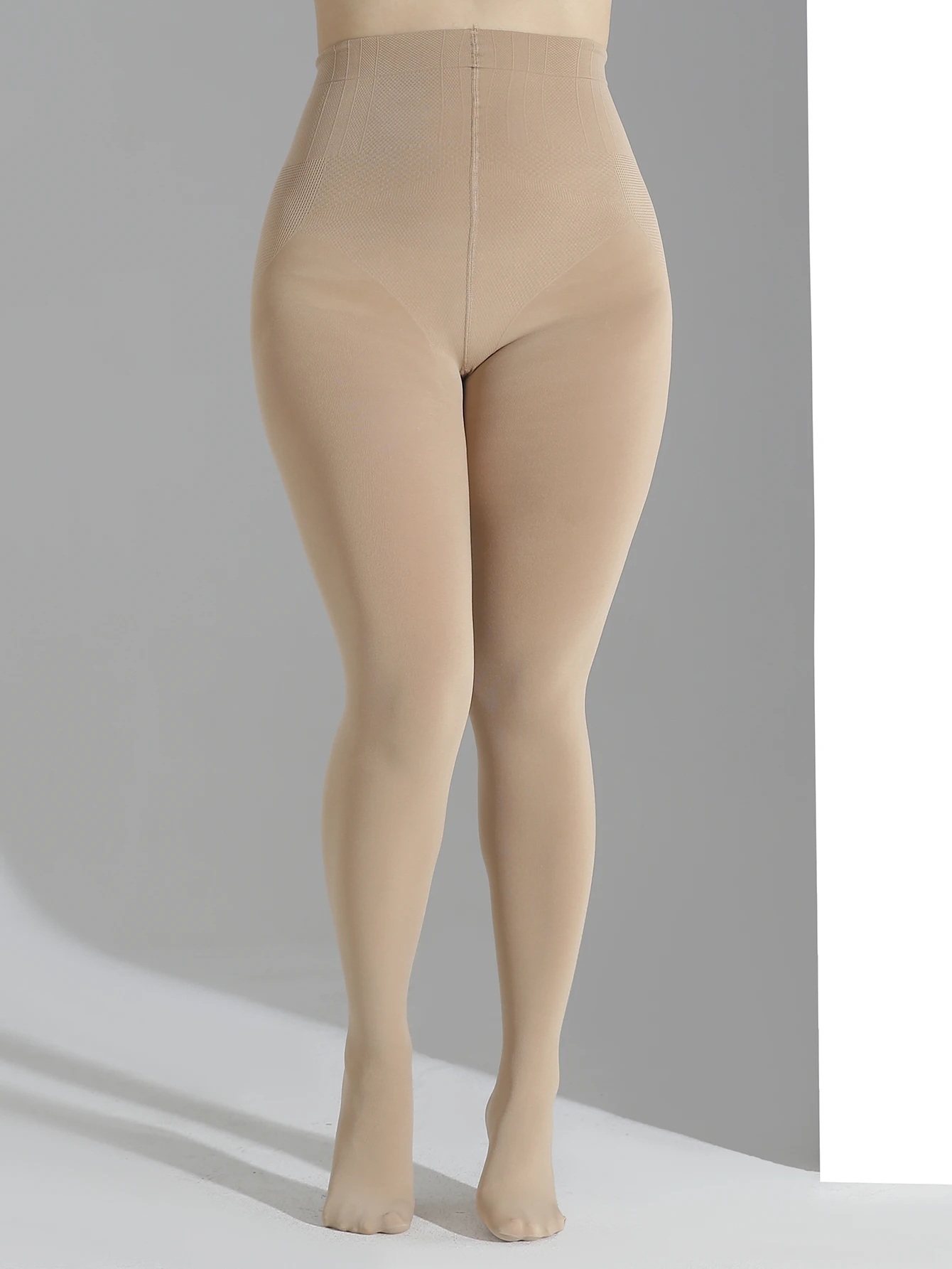 

A set of women's skin tone cat claw jacquard silk stockings fashion belly lift hip tights high elastic large size bottom pantyho